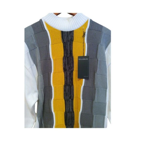 Vintage Syllables System Textured Quilted Sweater Men XL- 80s 90s - Picture 4 of 7